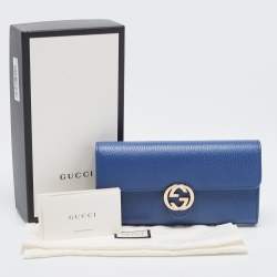 Gucci Blue Leather Interlocking G Continental Wallet