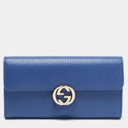 Gucci Blue Leather Interlocking G Continental Wallet