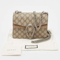 Gucci Beige GG Supreme Canvas and Suede Mini Dionysus Shoulder Bag