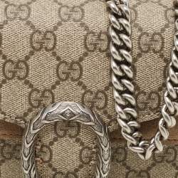 Gucci Beige GG Supreme Canvas and Suede Mini Dionysus Shoulder Bag