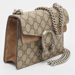 Gucci Beige GG Supreme Canvas and Suede Mini Dionysus Shoulder Bag