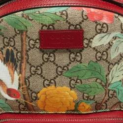 Gucci Red/Beige/GG Supreme Canvas and Leather Small Tian Print Backpack