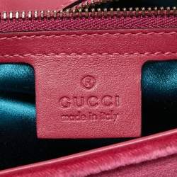 مملوكة مسبقًا Gucci Pink Matelassé Velvet Medium Embroidered Blind For Love GG Marmont Shoulder Bag