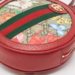 Gucci Red GG Supreme Canvas and Leather Floral Ophidia Backpack