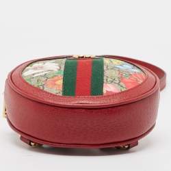 Gucci Red GG Supreme Canvas and Leather Floral Ophidia Backpack