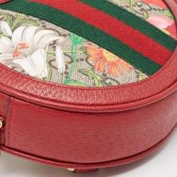 Gucci Red GG Supreme Canvas and Leather Floral Ophidia Backpack