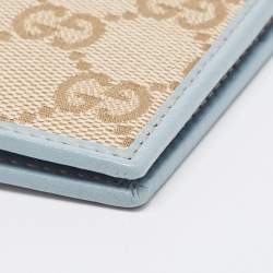 Gucci Beige/Blue GG Canvas and Leather Bifold Wallet