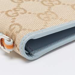 Gucci Beige/Blue GG Canvas and Leather Bifold Wallet