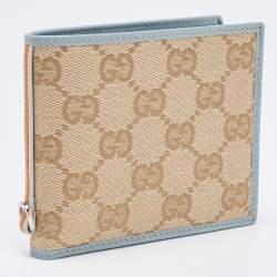 Gucci Beige/Blue GG Canvas and Leather Bifold Wallet