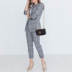 Gucci Black Matelassé Leather Mini GG Marmont Shoulder Bag