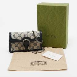 Gucci Beige/Blue GG Supreme Canvas and Leather Super Mini Dionysus Shoulder Bag