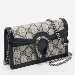 Gucci Beige/Blue GG Supreme Canvas and Leather Super Mini Dionysus Shoulder Bag