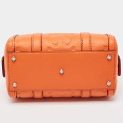 Pre Owned Gucci Orange Jumbo GG Leather Mini Duffle Bag