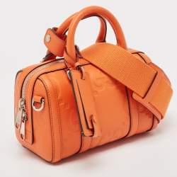 Pre Owned Gucci Orange Jumbo GG Leather Mini Duffle Bag