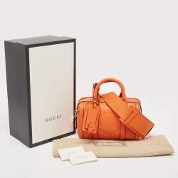 Pre Owned Gucci Orange Jumbo GG Leather Mini Duffle Bag