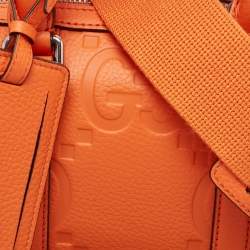 Pre Owned Gucci Orange Jumbo GG Leather Mini Duffle Bag