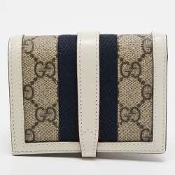 Gucci Beige/Off White GG Supreme Canvas and Leather Jackie 1961 Compact Wallet