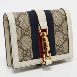 Gucci Beige/Off White GG Supreme Canvas and Leather Jackie 1961 Compact Wallet