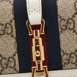 Gucci Beige/Off White GG Supreme Canvas and Leather Jackie 1961 Compact Wallet