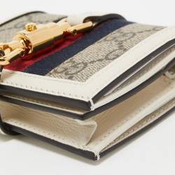 Gucci Beige/Off White GG Supreme Canvas and Leather Jackie 1961 Compact Wallet