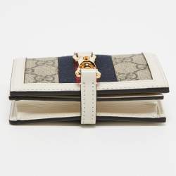 Gucci Beige/Off White GG Supreme Canvas and Leather Jackie 1961 Compact Wallet