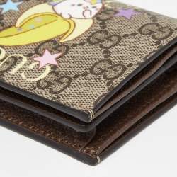 Gucci Beige GG Supreme Canvas Rainbow and Stars Bananya Card Case