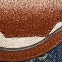 Pre Owned Gucci Brown/Blue GG Denim Mini Horsebit 1955 Crossbody Bag