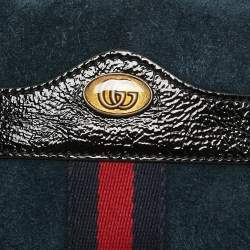 Gucci Black/Navy Blue Suede and Patent Leather Ophidia Belt Bag