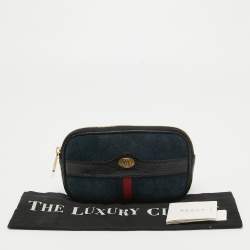 Gucci Black/Navy Blue Suede and Patent Leather Ophidia Belt Bag