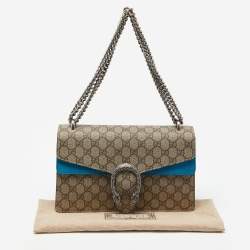 Gucci Beige/Blue GG Supreme Canvas and Suede Small Dionysus Shoulder Bag