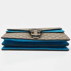 Gucci Beige/Blue GG Supreme Canvas and Suede Small Dionysus Shoulder Bag