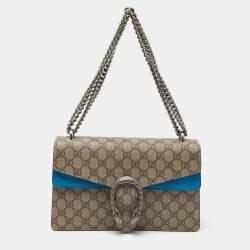 Gucci Beige Blue GG Supreme Canvas and Suede Small Dionysus