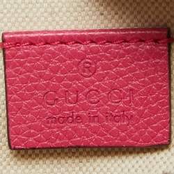 Pre Owned Gucci Pink Leather Logo Web Belt Bag