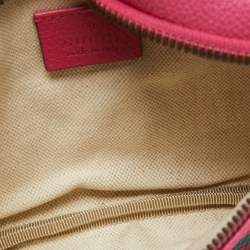Pre Owned Gucci Pink Leather Logo Web Belt Bag