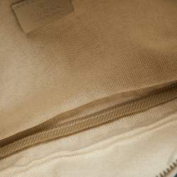 Gucci Cream Pebbled Leather Logo Web Belt Bag