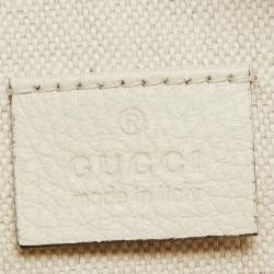 Gucci Cream Pebbled Leather Logo Web Belt Bag