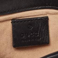 Pre Owned Gucci Black Matelassé Leather Super Mini GG Marmont Shoulder Bag