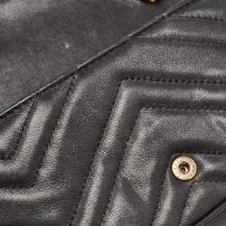 Pre Owned Gucci Black Matelassé Leather Super Mini GG Marmont Shoulder Bag