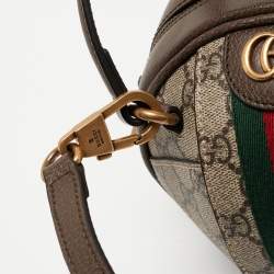 Pre Owned Gucci Beige/Ebony GG Supreme Canvas Mini Ophidia Basketball Bag