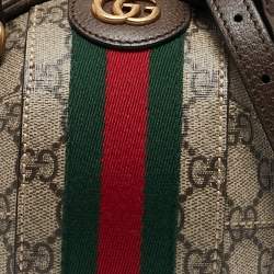 Pre Owned Gucci Beige/Ebony GG Supreme Canvas Mini Ophidia Basketball Bag