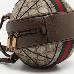Pre Owned Gucci Beige/Ebony GG Supreme Canvas Mini Ophidia Basketball Bag