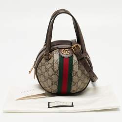Pre Owned Gucci Beige/Ebony GG Supreme Canvas Mini Ophidia Basketball Bag