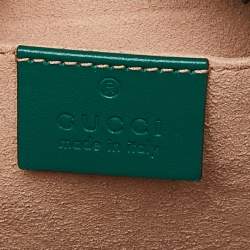 Pre Owned Gucci Green Matelassé Leather Small GG Marmont Camera Crossbody Bag