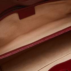 مملوكة مسبقًا Gucci Red Matelassé Leather Medium GG Marmont Chain Bag