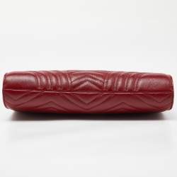 مملوكة مسبقًا Gucci Red Matelassé Leather Medium GG Marmont Chain Bag