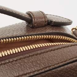Pre Owned Gucci Beige/Ebony GG Supreme Canvas and Leather Mini Ophidia Top Handle Bag