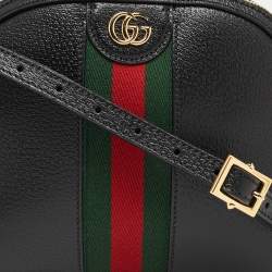 Gucci Black Leather Small Web Ophidia GG Shoulder Bag