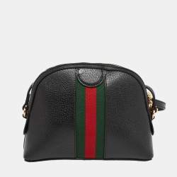 Gucci Black Leather Small Web Ophidia GG Shoulder Bag