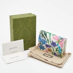Gucci x Ken Scott Multicolor Floral Print Leather GG Marmont Card Case