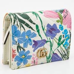 Gucci x Ken Scott Multicolor Floral Print Leather GG Marmont Card Case